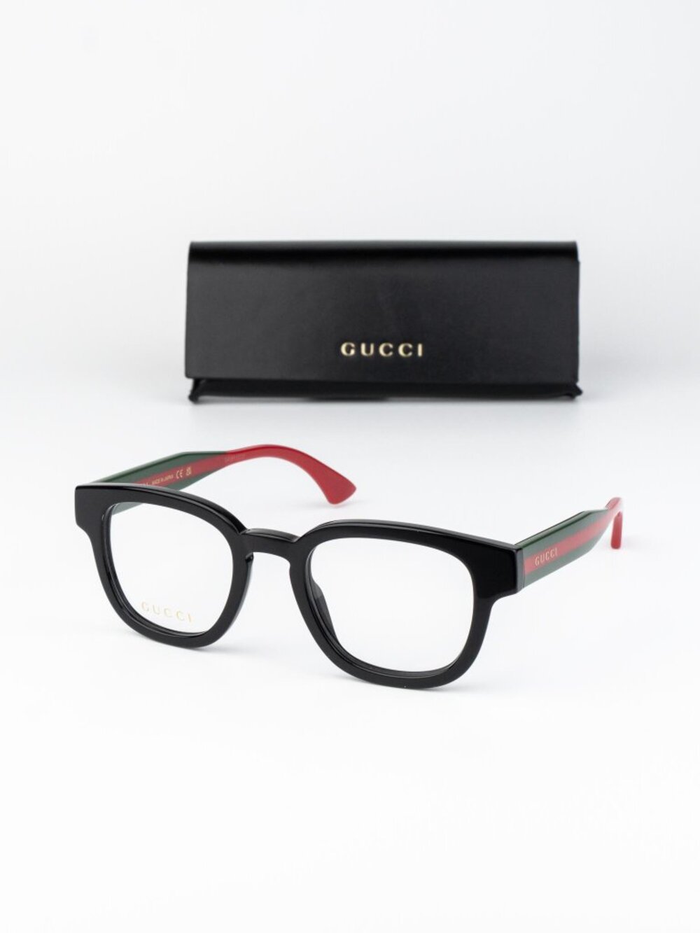 Gucci Men Eyeglasses Black Green Square GG1992O 001 NEW AUTHENTIC - Picture 1 of 10